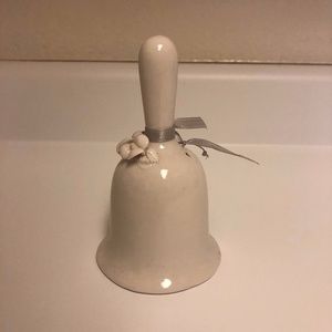 White Ceramic Bell with Flowers Decorative